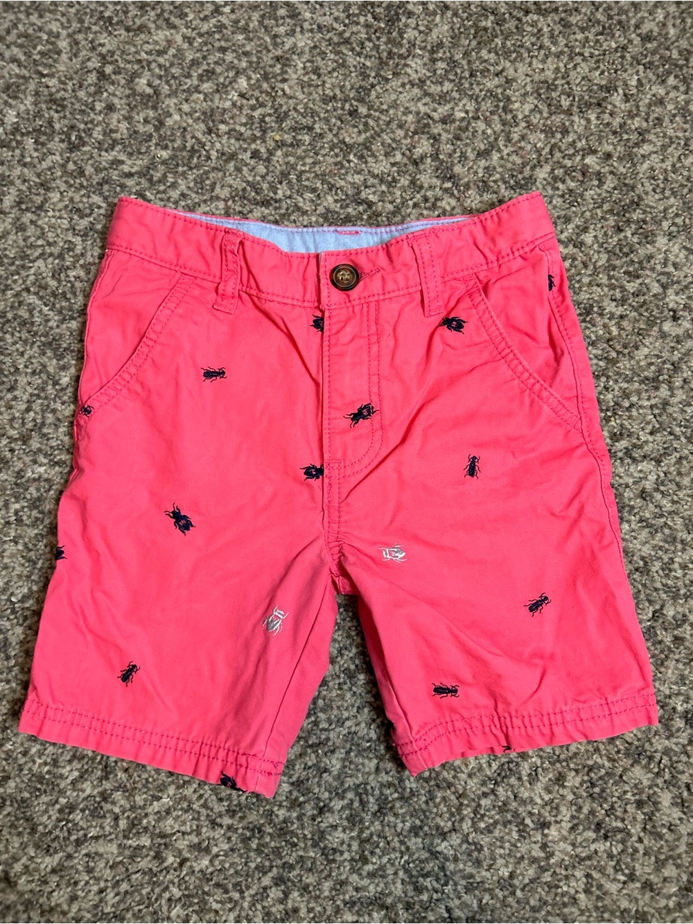 Carter's Bright Pink Embroidered Beetle Shorts